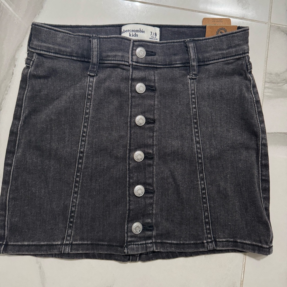 abercrombie kids Black Denim Button-Front Skirt